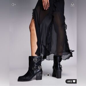 Public Desire Black Ankle Buckle Boots